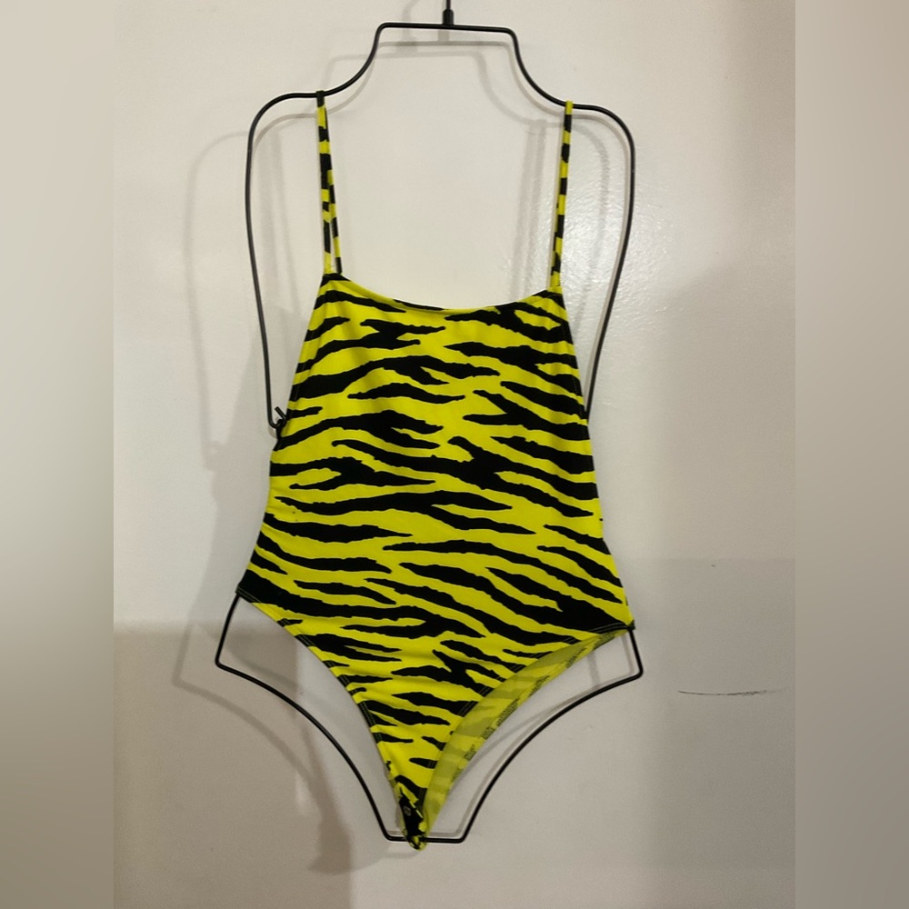 Forever 21 Yellow and Black Striped Bodysuit